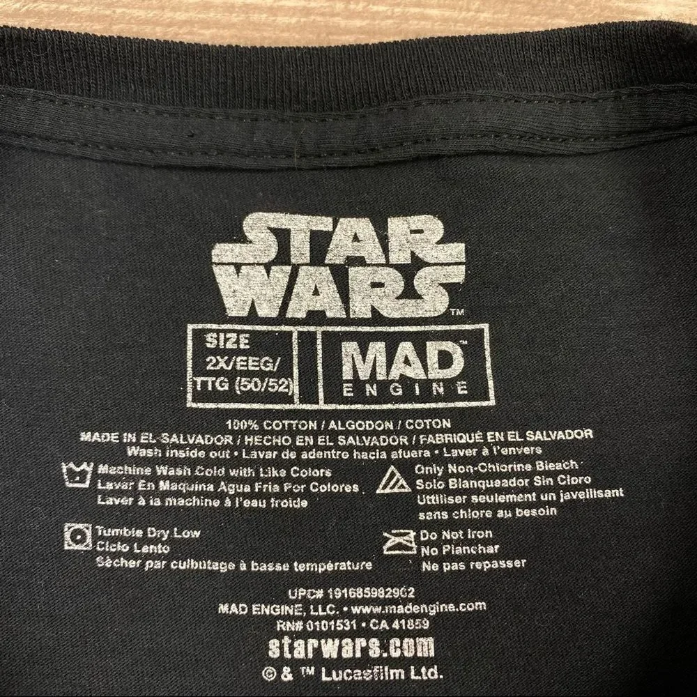 Star Wars Mad Engine Baby Yoda‎ Wanted Graphic T-shirt Mens Size 2X Black